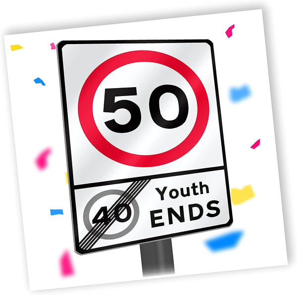 Youth Ends Road Sign | Funny 50th Birthday Card