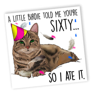 Funny Cat Birthday Card | 60th Birthday Card