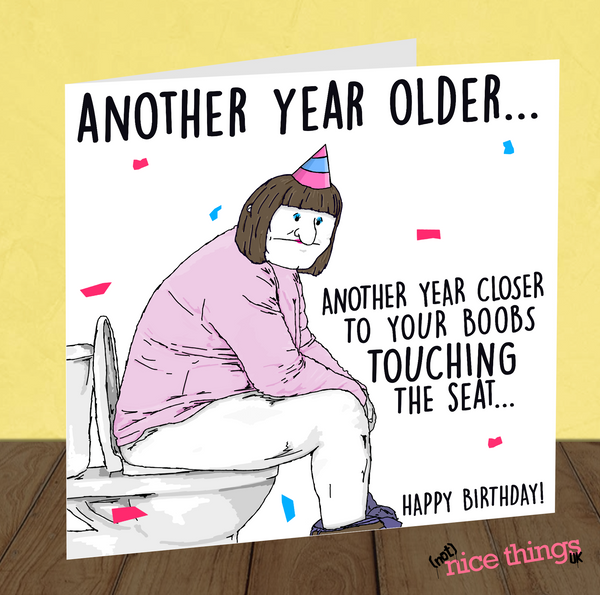 Boobs touch the seat funny birthday card for her, rude card for mum, for sister, for girlfriend, greetings cards for wife, gift for her