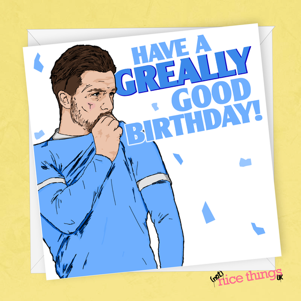 Jack Grealish Birthday Card, England Football Birthday Cards for Him, Football Birthday , Boyfriend, Dad, Brother, Manchester City