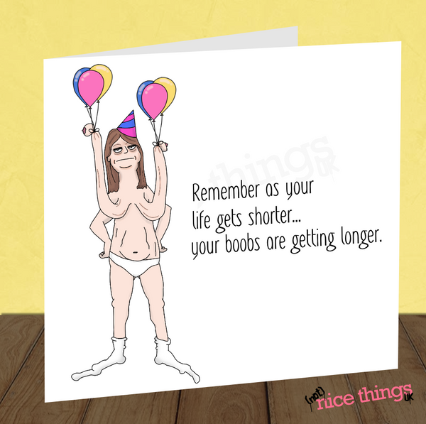 Long Old Boobs Birthday Card | Funny Birthday Card For Her
