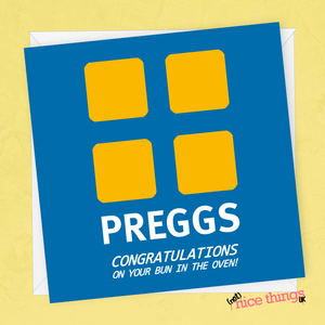 Preggs - Bun in the oven, Funny Pregnancy Card, New Baby Card, Congratulations, Baby boy, Baby Girl, Baby Shower Gift, New Baby gift