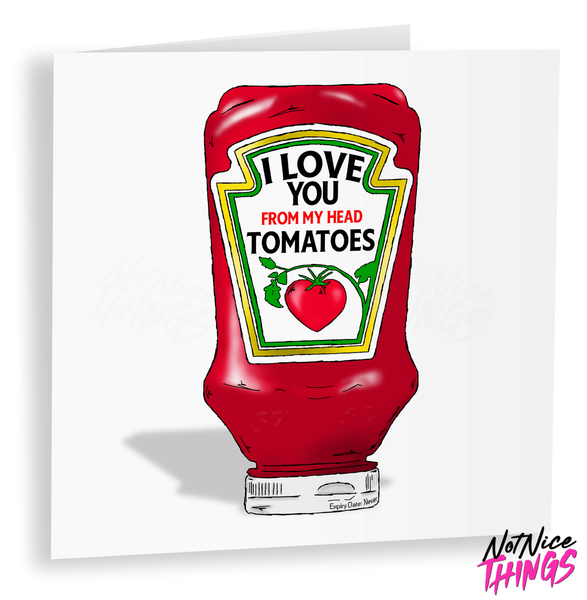 From My Head Tomatoes Valentines Card, Ketchup Valentines Day Card for Him, For Her, Vegan Valentines Cards, Vegan, Funny Valentines Gift