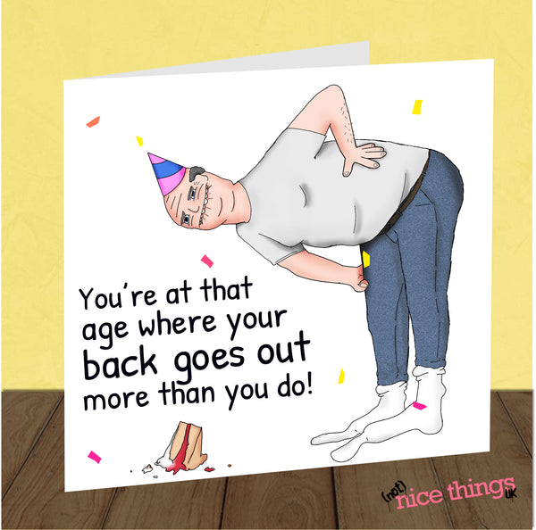 Back Goes Out More Than You, Funny Birthday Card for Him, Cards for Men, Funny card for Dad, Birthday Cards for Husband, Brother, Boyfriend