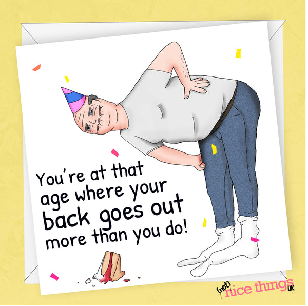 Back Goes Out More Than You, Funny Birthday Card for Him, Cards for Men, Funny card for Dad, Birthday Cards for Husband, Brother, Boyfriend