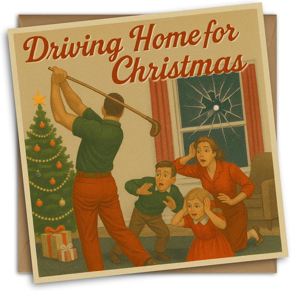 Driving Home For Christmas | Golf Xmas Card