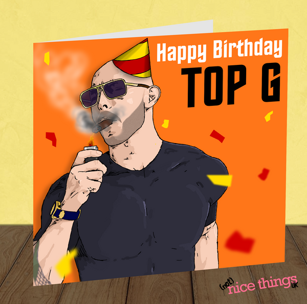 NotNiceThings Andrew Tate Funny Birthday Card, Top G Card, Meme Birthday Cards for Him, Tristan Tate Birthday, Birthday Card Meme, Him, Teenager Card