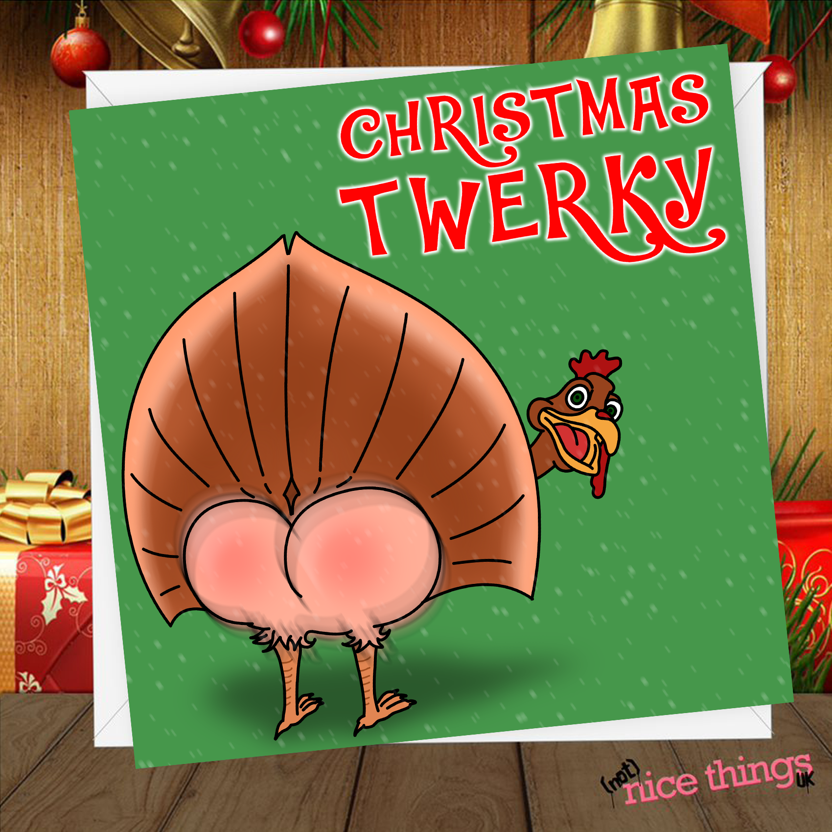 NotNiceThings Funny Christmas Twerky Card, Rude Christmas Cards for Her, Funny Christmas Card for Girlfriend, Gift for Her, Christmas Pun, Best Friend