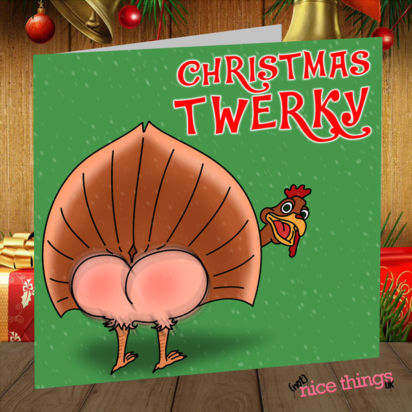 NotNiceThings Funny Christmas Twerky Card, Rude Christmas Cards for Her, Funny Christmas Card for Girlfriend, Gift for Her, Christmas Pun, Best Friend