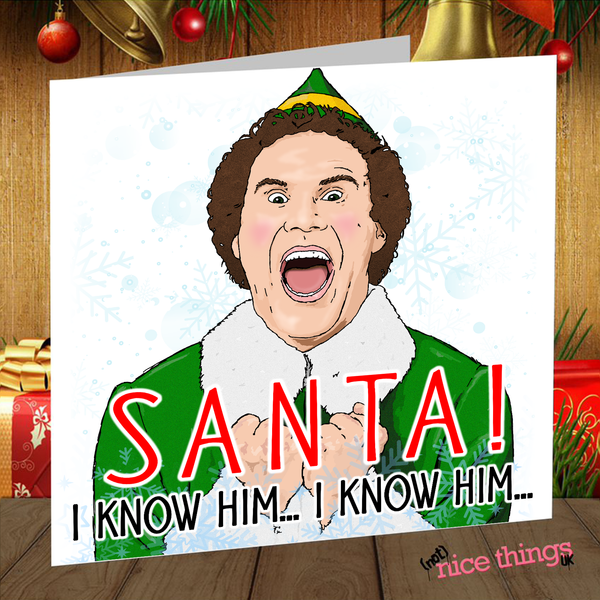 Elf Funny Christmas Card, Will Ferrell Christmas Cards, Funny Santa Card for Her, Him, Girlfriend, Wife, Mum