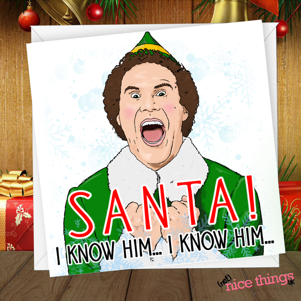 Elf Funny Christmas Card, Will Ferrell Christmas Cards, Funny Santa Card for Her, Him, Girlfriend, Wife, Mum#