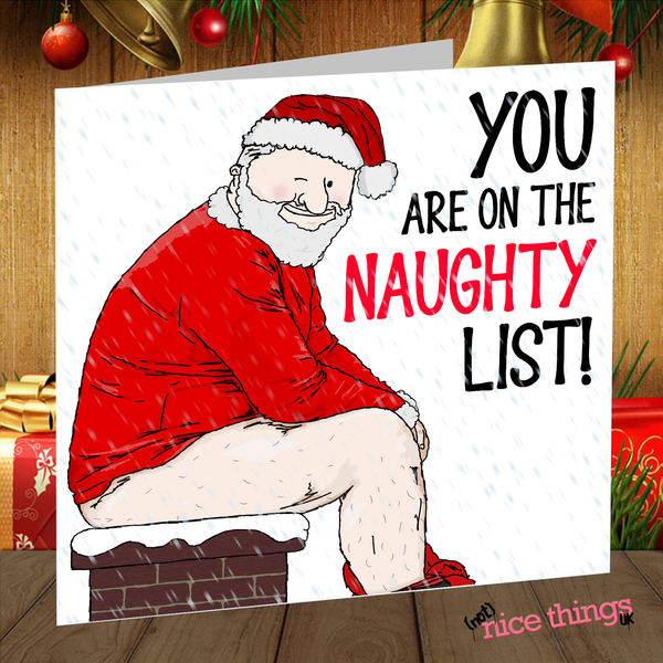 Naughty List Christmas Card, Rude Christmas Card, Funny Cards For Him, For Dad, For Mum, For Son, For Daughter, Rude Christmas Gift