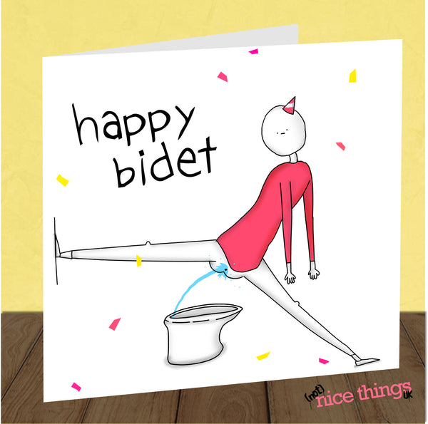 Happy Bidet, Funny Birthday Card, Happy Bday, Birthday Cards for Him, Rude Card for Her, Husband, Boyfriend, Funny Pun, Cards for Dad