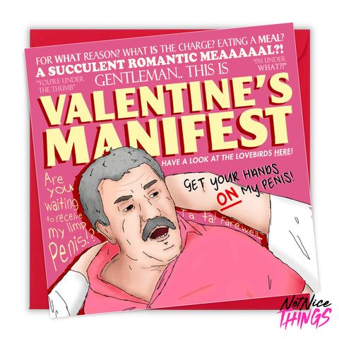 Democracy Manifest Valentines Card, Funny Card for Boyfriend, Girlfriend, Succulent Chinese Meal, Rude Valentine Card, Funny Valentines Cards for Him, for Her