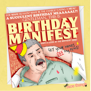 Democracy Manifest Birthday Card, Succulent Chinese Meal, Funny Birthday Card, Greetings Cards for Him, For Her, Get Your Hands off, Gift