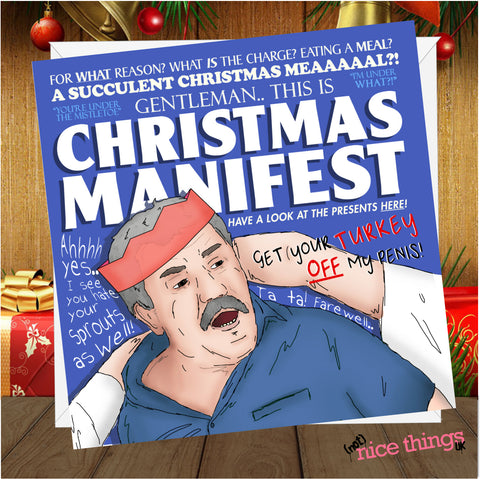 Democracy Manifest Christmas Card, Succulent Chinese Meal, Funny Christmas Card, Greetings Cards for Him, For Her, Get Your Hands off, Gift