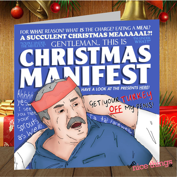 Democracy Manifest Christmas Card, Succulent Chinese Meal, Funny Christmas Card, Greetings Cards for Him, For Her, Get Your Hands off, Gift