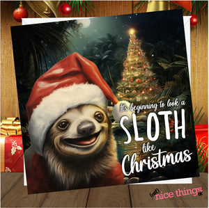 NotNiceThings Sloth Christmas Card, Funny Cards for Her, For Him, Animal Pun, Weird Christmas Card, Animal gift, Girlfriend, Wife, Funny Pun, Work