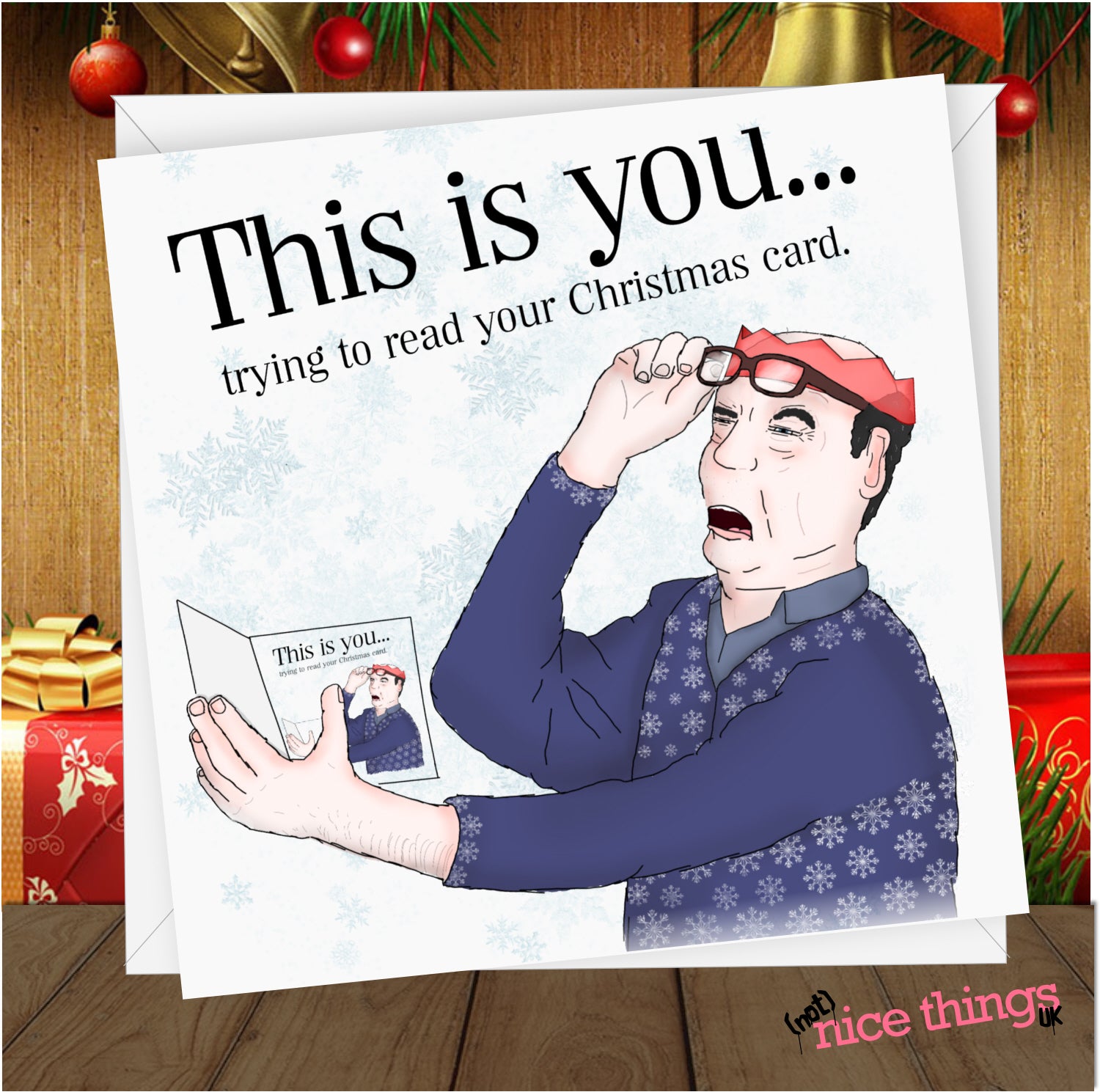 NotNiceThings Funny Christmas Cards for Him, Bad Eyesight Card, Rude Christmas Card for Dad, Funny Cards, Cheeky card Husband, Joke Card Dad, Funny Gift