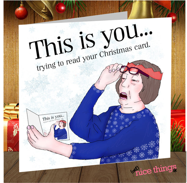 Funny Christmas Cards for Her, Bad Eyesight Card, Rude Christmas Card for Mum, Funny Cards, Cheeky card Wife, Joke Card Mum, Funny Gift