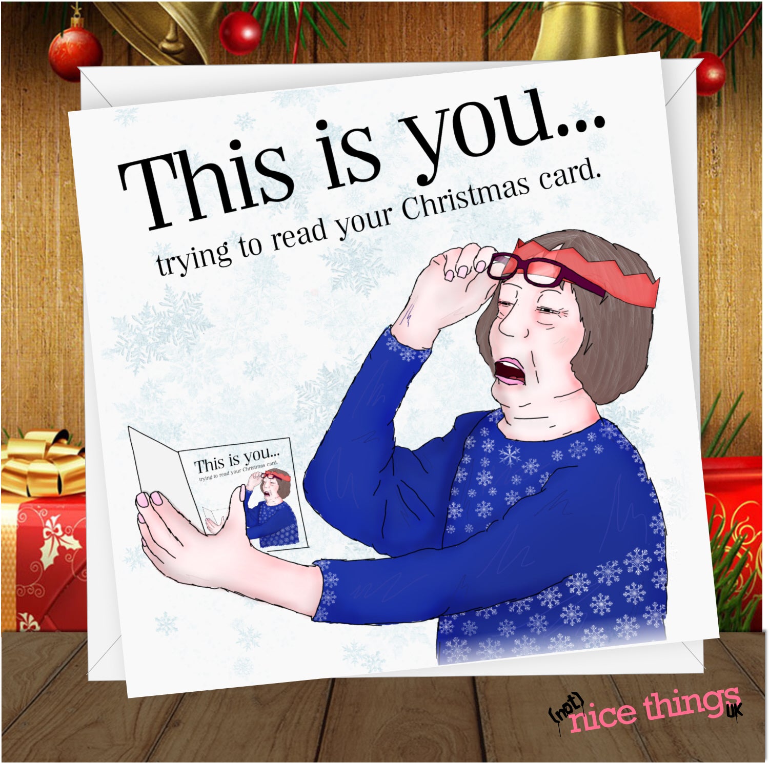 Funny Christmas Cards for Her, Bad Eyesight Card, Rude Christmas Card for Mum, Funny Cards, Cheeky card Wife, Joke Card Mum, Funny Gift