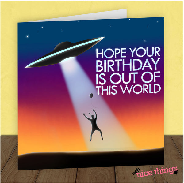 Funny Birthday Cards for Him, UFO Birthday Card, for Boyfriend, Husband, Space lover, UAP, Skinwalker Ranch, Ancient Aliens, Alien Birthday