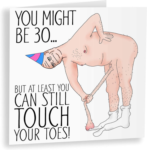 Touch Your Toes 30th Funny Birthday Card, Funny 30th Birthday Card for Him, 30th Card, Brother 30th, 30th Birthday Gift, 30, Gift for Him