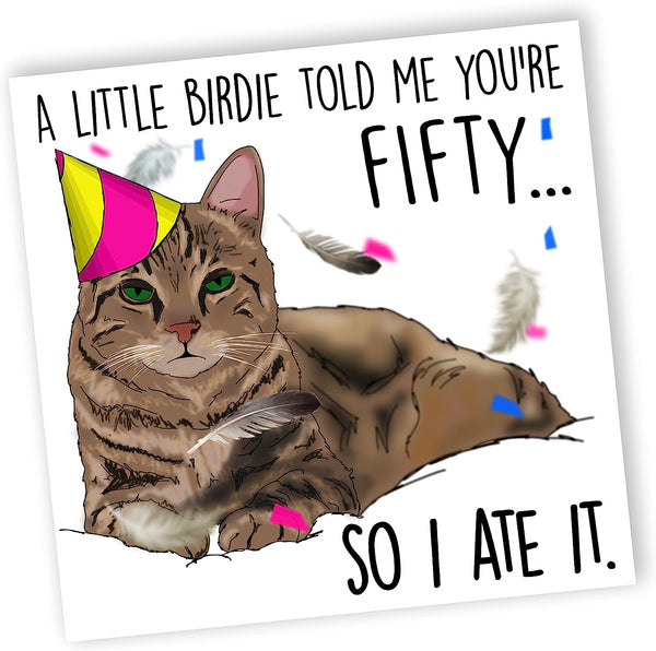 Funny Cat Birthday Card | 50th Birthday Card
