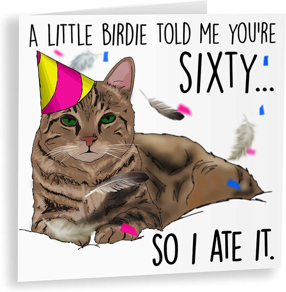 Funny Cat Birthday Card | 60th Birthday Card