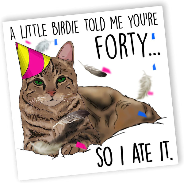 Funny Cat Birthday Card | 40th Birthday Card