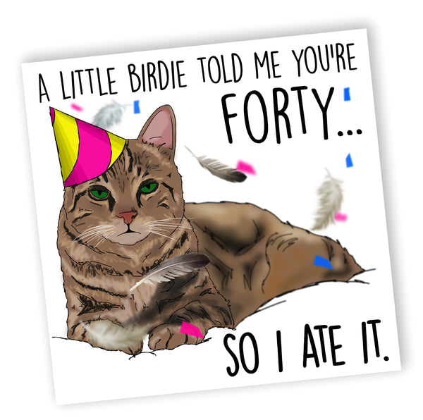 Funny Cat Birthday Card | 40th Birthday Card