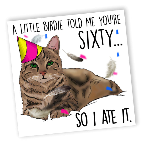 Funny Cat Birthday Card | 60th Birthday Card