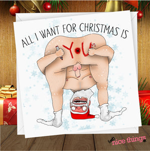 All I want for Christmas Card | Rude Christmas Card