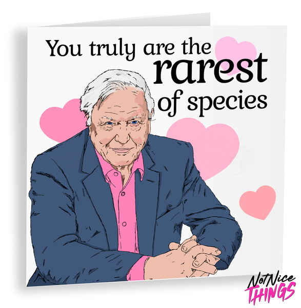 Rare Species, David Attenborough Valentines Card, Funny Valentines Card for Girlfriend, For her, Planet Earth, Vegan, Cute Valentine Gift