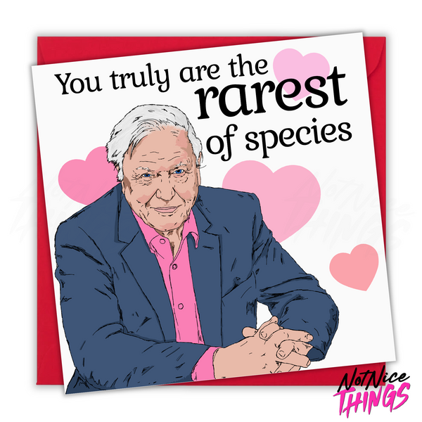 Rare Species, David Attenborough Valentines Card, Funny Valentines Card for Girlfriend, For her, Planet Earth, Vegan, Cute Valentine Gift