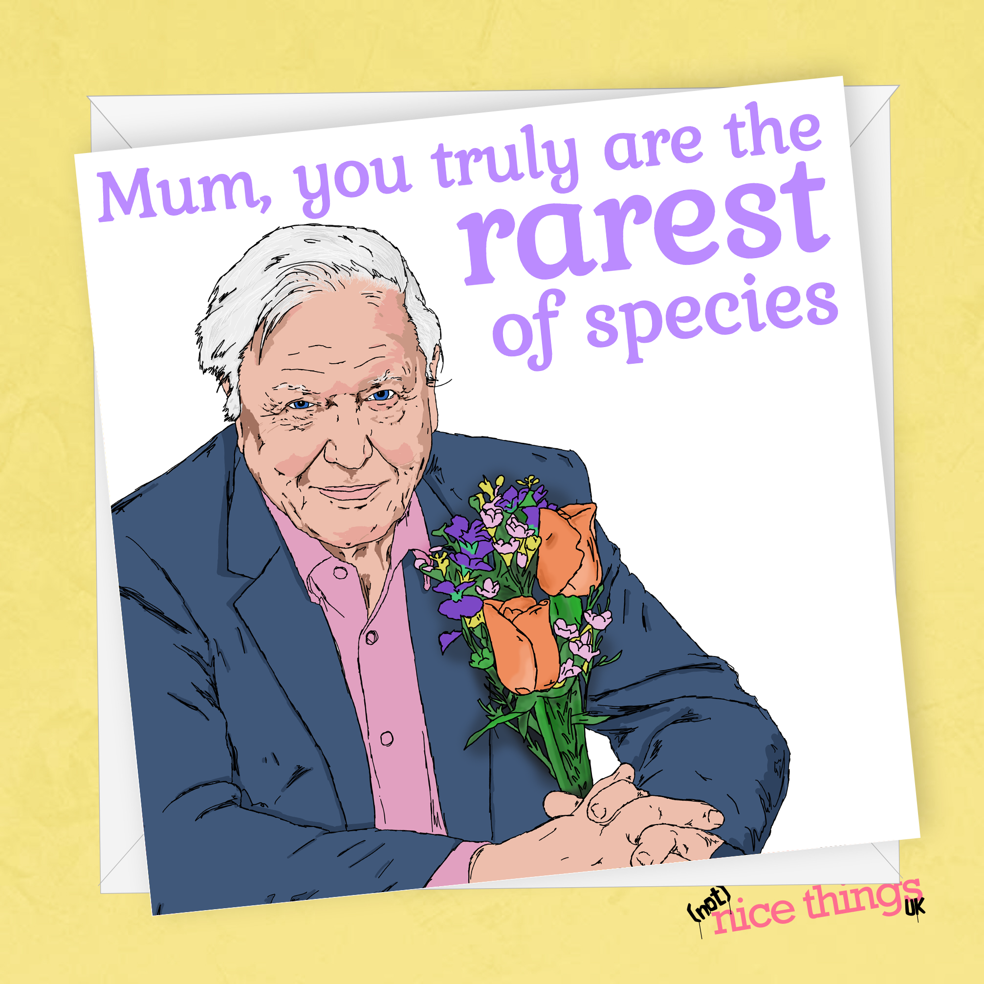 David Attenborough Mother's Day Card, Vegan Card for Mum, Funny Mothers Day Card, Mother Day Gift, Dog Mothers Day Card, Cat Mothers Day