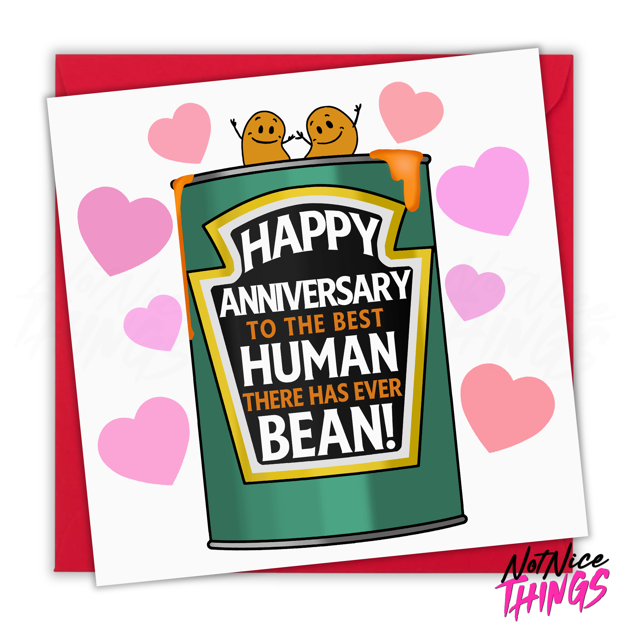 Favourite Human Bean Anniversary Card, Funny Anniversary Card for Girlfriend, For her, Punny, Pun Anniversary Cards, Vegan, Anniversary Gift