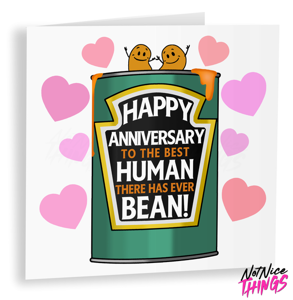 Favourite Human Bean Anniversary Card, Funny Anniversary Card for Girlfriend, For her, Punny, Pun Anniversary Cards, Vegan, Anniversary Gift