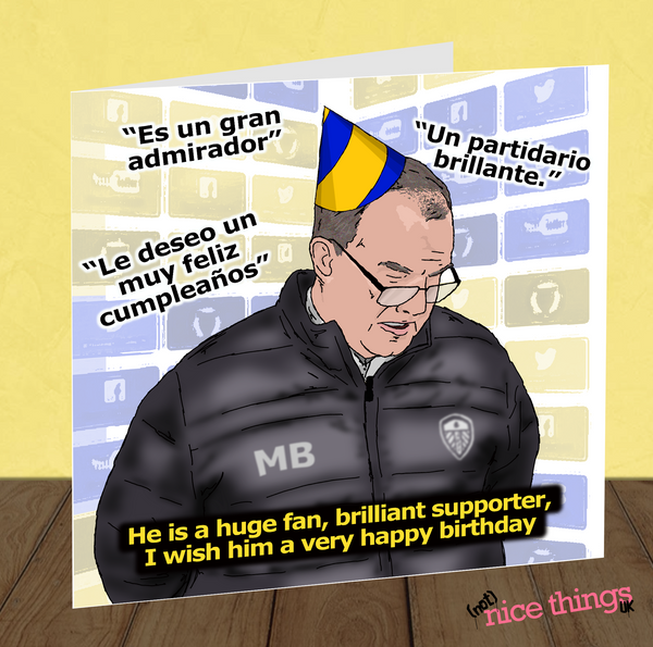 Marcelo Bielsa Birthday Card for Son, Football Birthday Card, Funny Brother Birthday Card, Leeds Card for Dad, Patrick Bamford, Leeds United