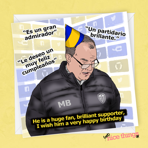 Marcelo Bielsa Birthday Card for Son, Football Birthday Card, Funny Brother Birthday Card, Leeds Card for Dad, Patrick Bamford, Leeds United