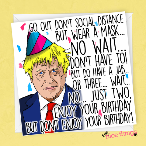 Boris Johnson Funny Birthday Card UK, Lockdown Card, Funny Quarantine Birthday Cards for Him, Greetings Card, for Her, Boyfriend, Girlfriend