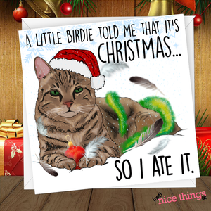 Cat Christmas Card, Pet Christmas Cards for Her, For Him, Rude Christmas Cards, Girlfriend, Boyfriend, Mum, Dad, Cat Owner Christmas Gift