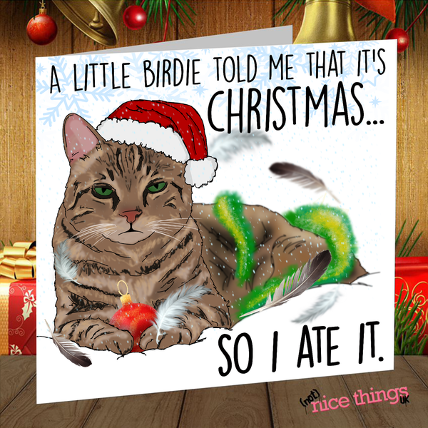Cat Christmas Card, Pet Christmas Cards for Her, For Him, Rude Christmas Cards, Girlfriend, Boyfriend, Mum, Dad, Cat Owner Christmas Gift