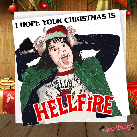 NotNiceThings Stranger Things Christmas Card, Eddie Munson New Year Cards, Funny card for Girlfriend, Christmas Gift for Boyfriend, for her, for him, Eleven