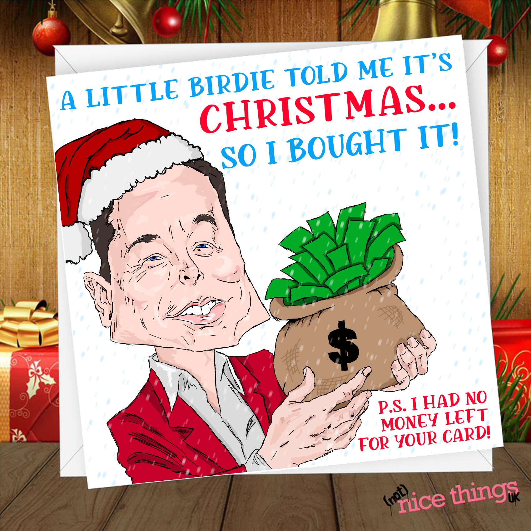 Elon Musk Christmas Card, Funny Twitter Christmas Card for Him, Her, Tesla Christmas Card, Social Media Card for Dad, Brother, Boyfriend