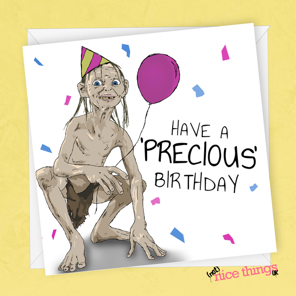 Gollum Birthday Card, Lord of the Rings Birthday Card, LOTR, Frodo Baggins, The Hobbit, Gandalf, Smeagol, Precious