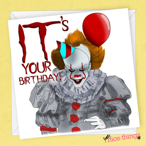 pennywise the clown birthday card, IT movie card, Clown Birthday Card