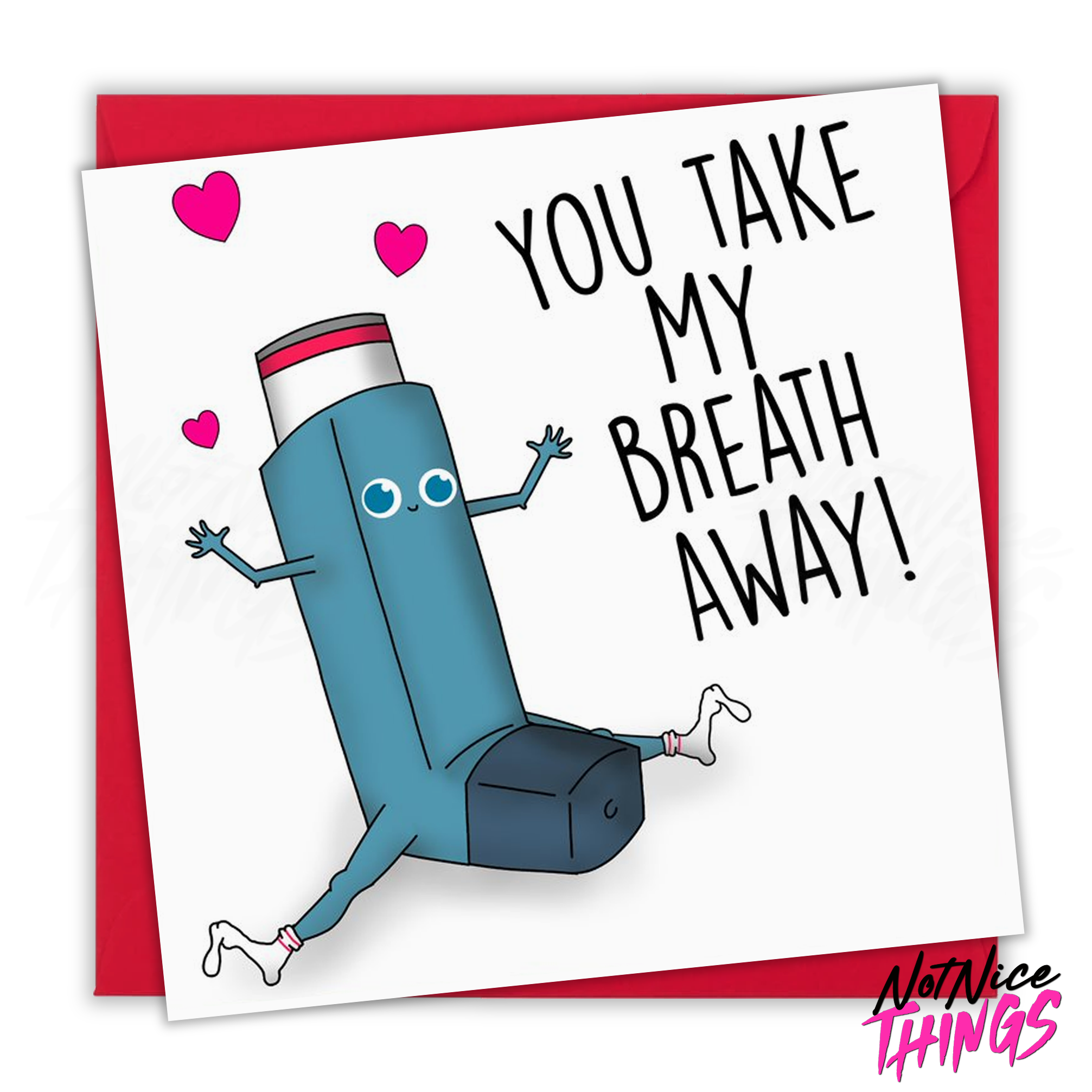 Take My Breath Away, Funny Valentines Day Card, Inhaler, Funny Card for Her, Cute Valentines Card for Boyfriend, For Girlfriend, for Wife