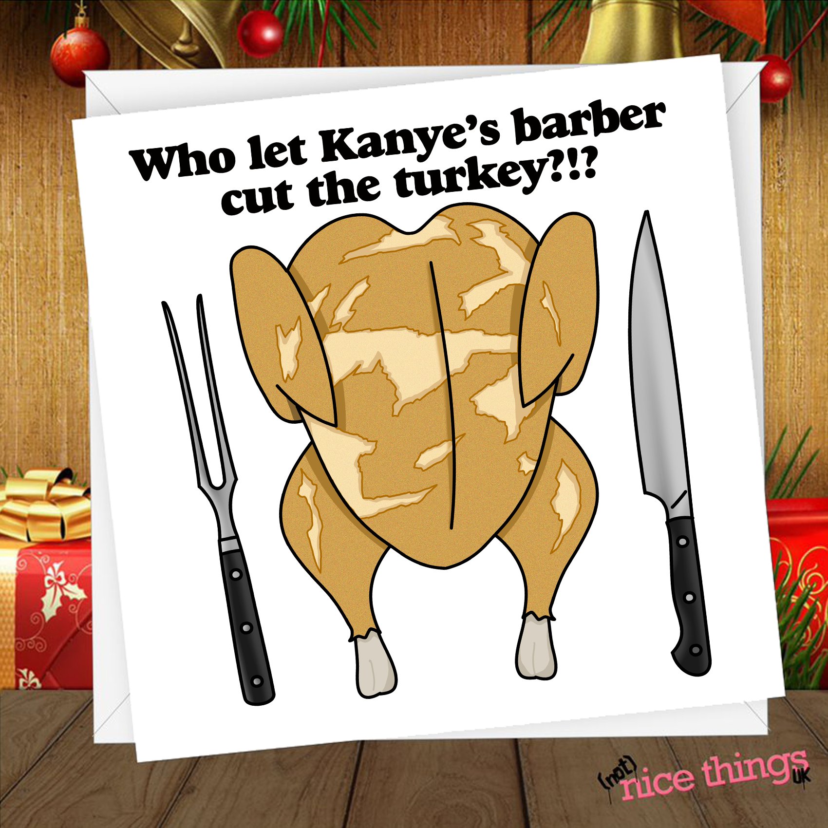 Kanye Haircut Christmas Card, Meme Christmas Card, Turkey Christmas Cards for Him, Christmas Meme, for Brother, Hip Hop Christmas Card