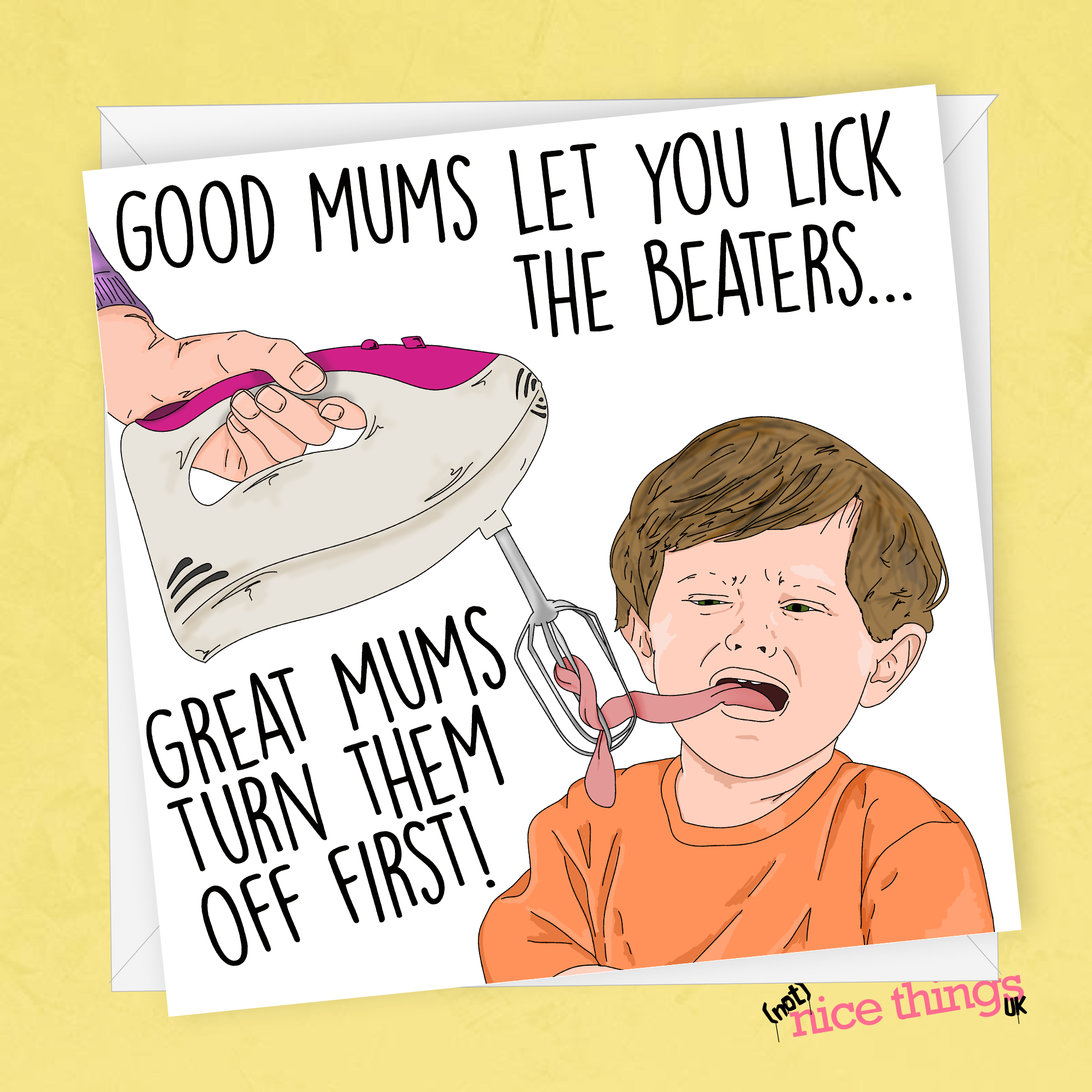 Lick the Beaters Mother's Day Card, Rude Card for Mum, Funny Mothers Day Card, Mother Day Gift, Bake Off Mother's Day Card, Baking Mum